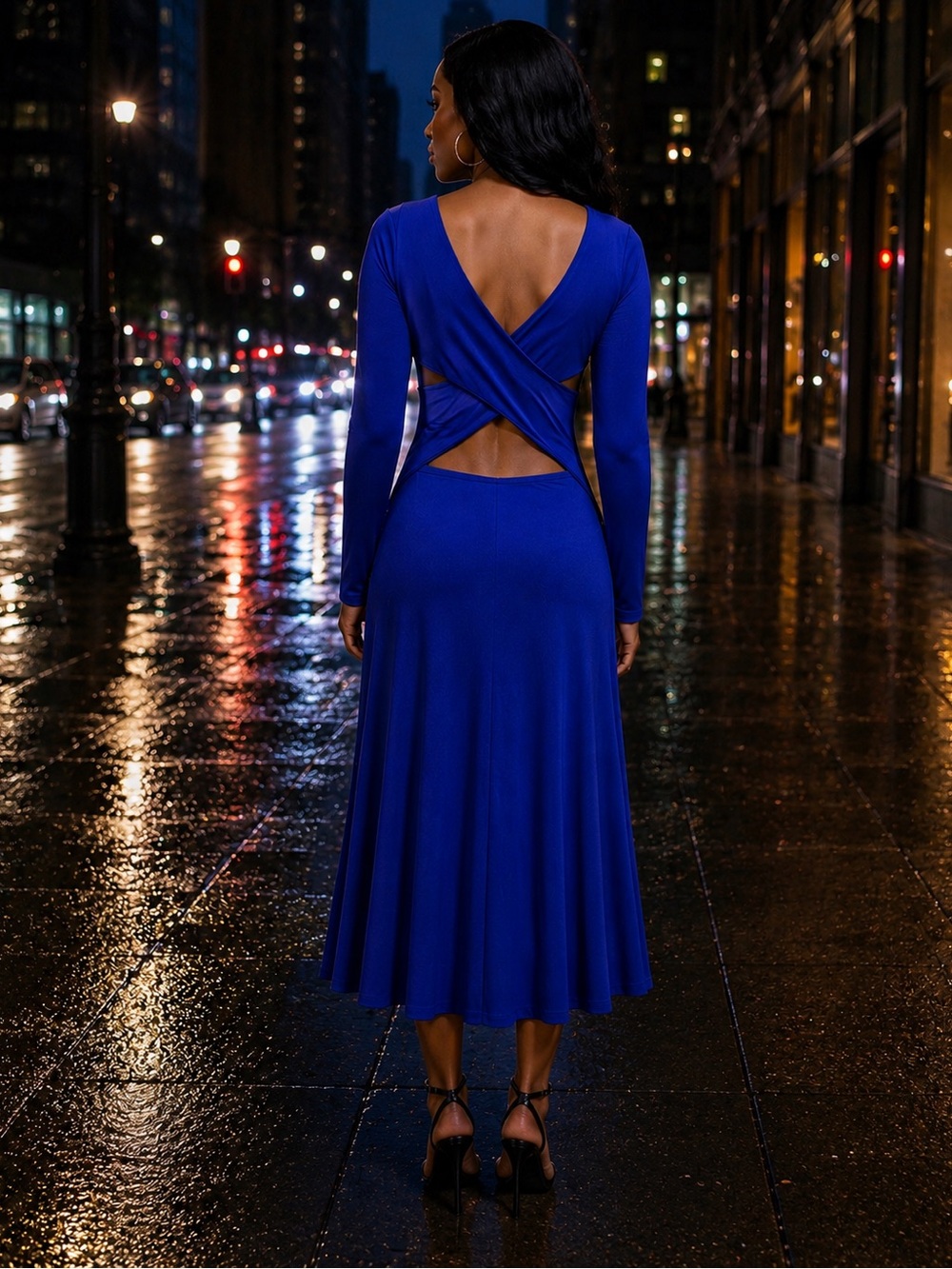 Poof! Royal Blue Long Sleeve Dress - Picture 3 of 5